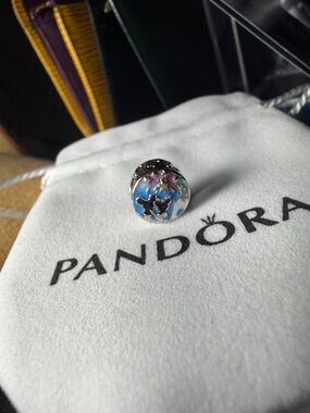 Pandora Blue and Pink Floral Enamel Disney Charm